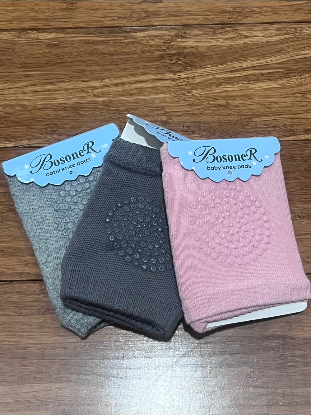 BosoneR Baby Knee Pads - Gray, Charcoal, and Pink